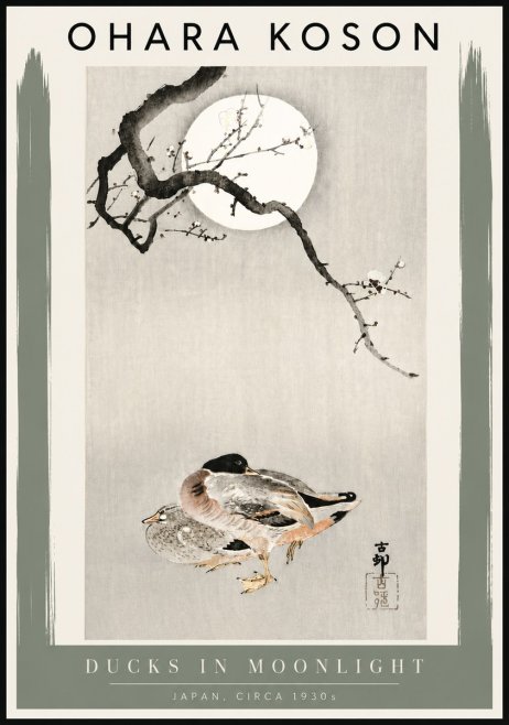 Ohara Koson Ducks in Moonlight No4 - Poster