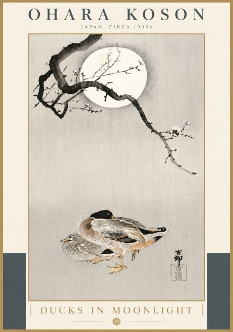 Ohara Koson Ducks in Moonlight No5 - Poster