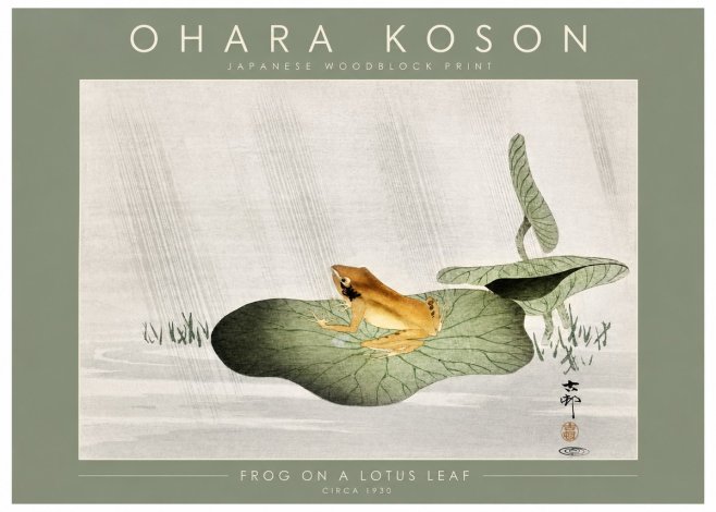 Ohara Koson Frog on a Lotus Leaf No2 - Poster
