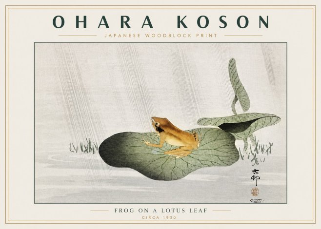 Ohara Koson Frog on a Lotus Leaf No3 - Poster
