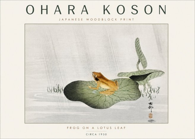 Ohara Koson Frog on a Lotus Leaf No4 - Poster