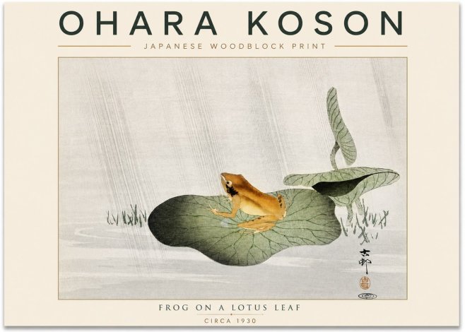 Ohara Koson Frog on a Lotus Leaf No5 - Poster