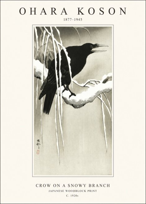 Ohara Koson Crow on a Snowy Branch III No1 - Poster