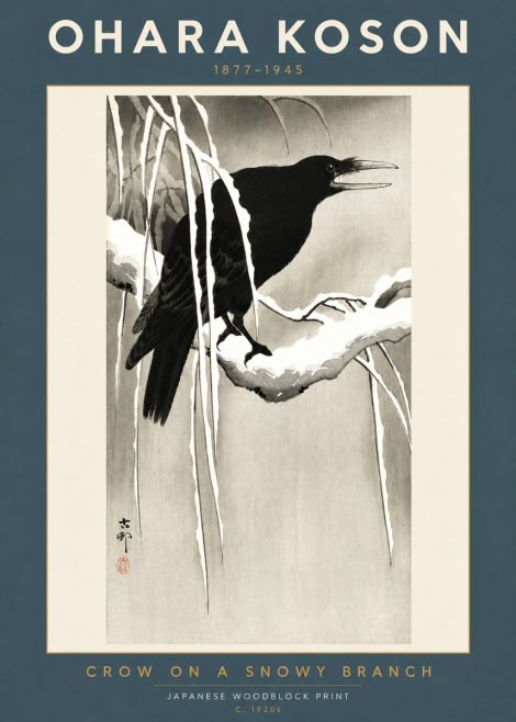 Ohara Koson Crow on a Snowy Branch III No2 - Poster