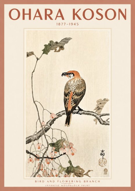 Ohara Koson Bird and Flowering Branch No2 - Poster