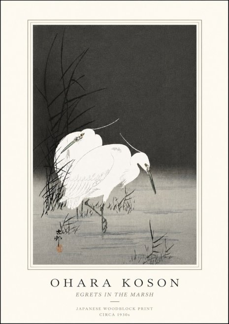 Ohara Koson Egrets in the Marsh No5 - Poster