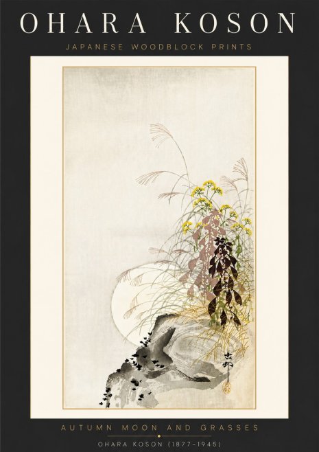 Ohara Koson Autumn Moon and Grasses No4 - Poster