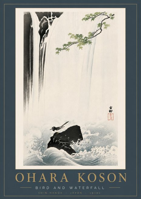 Ohara Koson Bird and Waterfall No6 - Poster