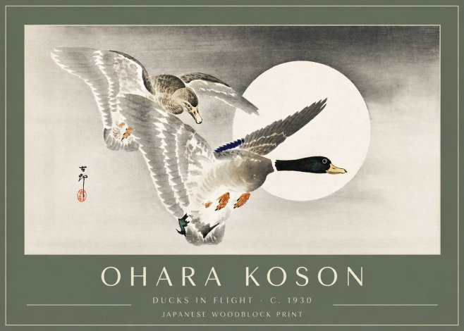 Ohara Koson Ducks in Flight No3 - Poster