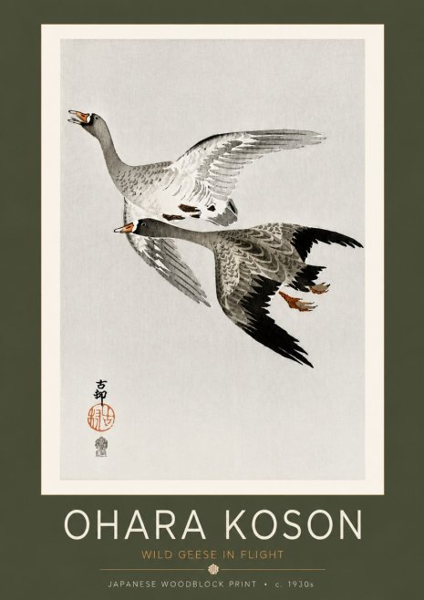 Ohara Koson Wild Geese in Flight III No4 - Poster