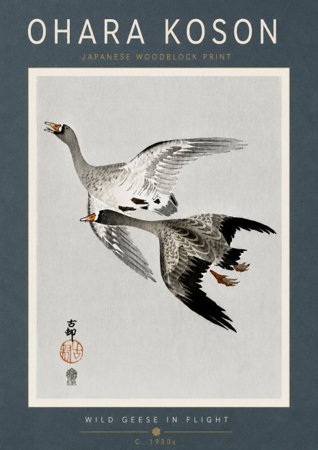 Ohara Koson Wild Geese in Flight III No6 - Poster