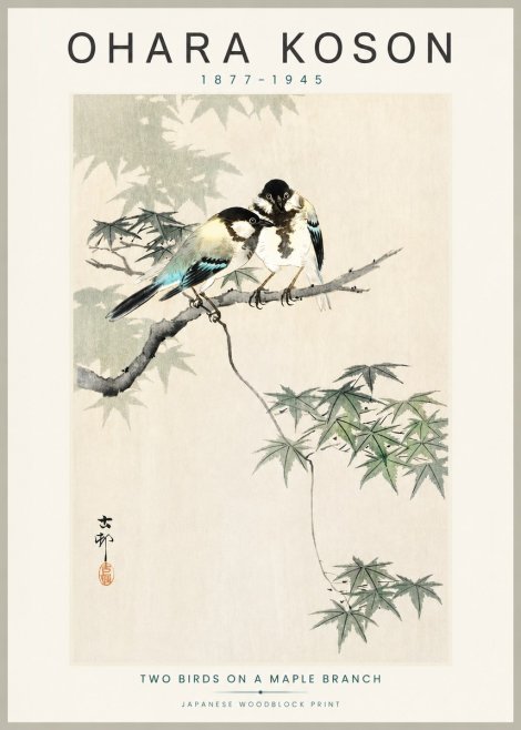 Ohara Koson Two Birds on a Maple Branch No3 - Poster