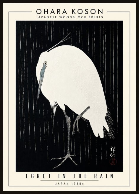 Ohara Koson Egret in the Rain I No3 - Poster