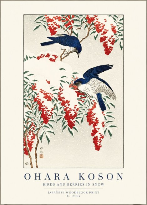 Ohara Koson Birds and Berries in Snow No1 - Poster