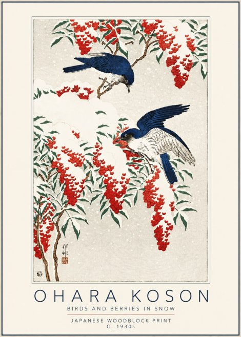 Ohara Koson Birds and Berries in Snow No5 - Poster