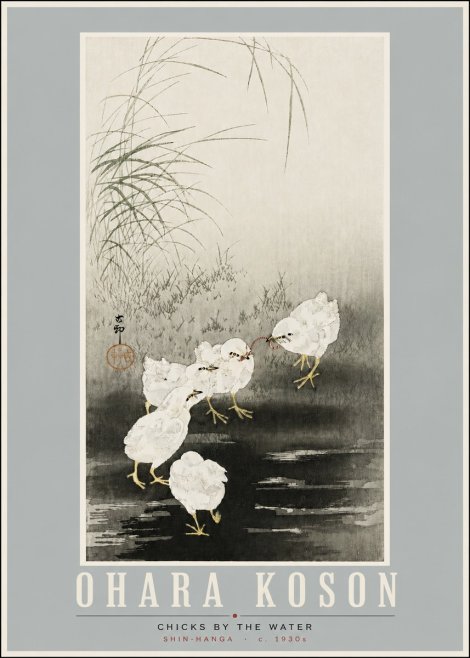 Ohara Koson Chicks by the Water No4 - Poster