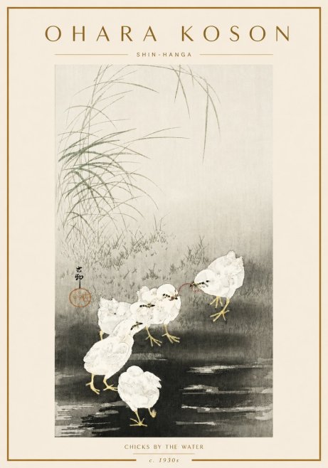 Ohara Koson Chicks by the Water No6 - Poster