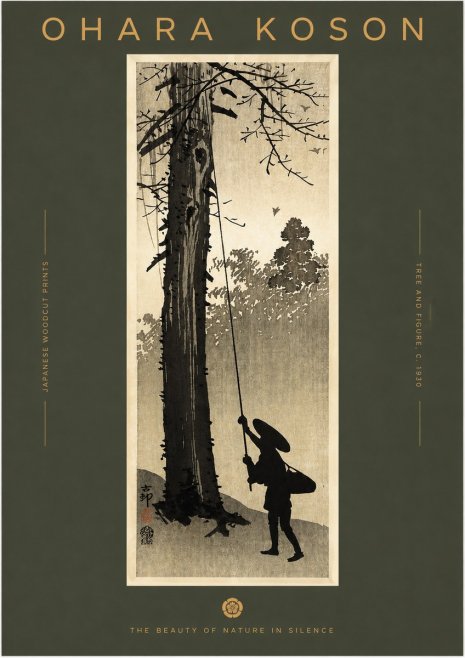 Ohara Koson Tree and Figure No2 - Poster