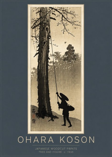 Ohara Koson Tree and Figure No3 - Poster