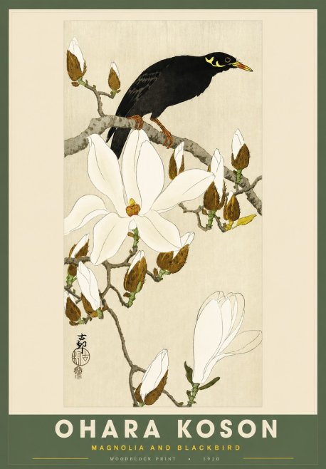 Ohara Koson Magnolia and Blackbird No2 - Poster