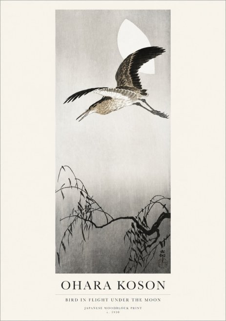Ohara Koson Bird in Flight Under the Moon No1 - Poster