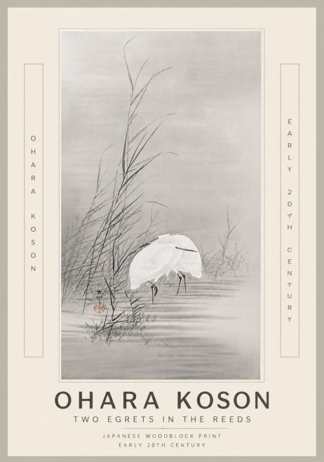Ohara Koson Two Egrets in the Reeds No6 - Poster