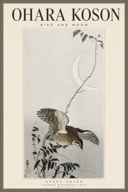 Ohara Koson Bird and Moon No4 - Poster