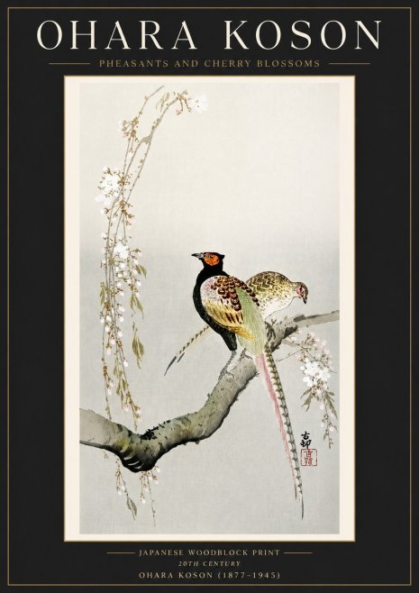 Ohara Koson Pheasants and Cherry Blossoms II No4 - Poster