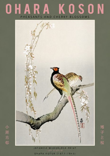 Ohara Koson Pheasants and Cherry Blossoms II No6 - Poster