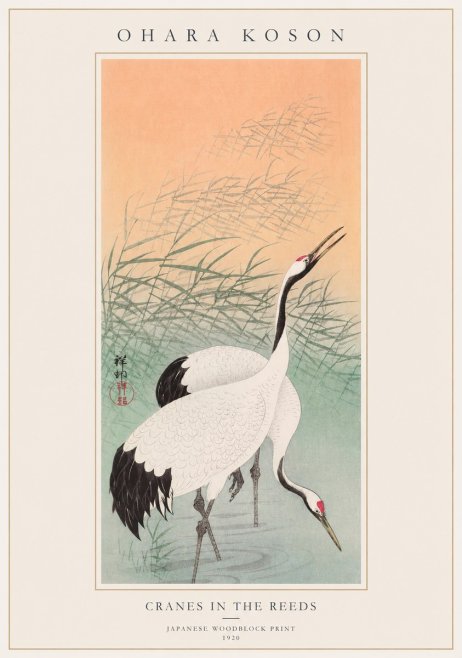 Ohara Koson Cranes in the Reeds No1 - Poster