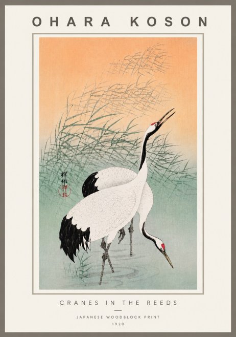Ohara Koson Cranes in the Reeds No6 - Poster