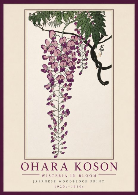 Ohara Koson Wisteria in Bloom No5 - Poster