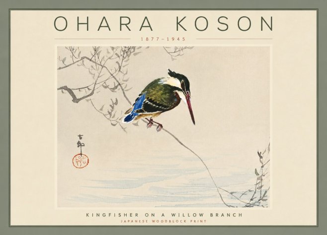 Ohara Koson Kingfisher on a Willow Branch No4 - Poster
