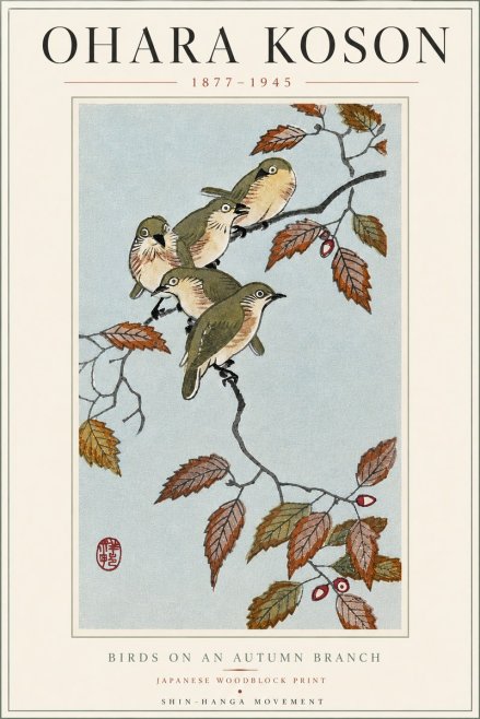 Ohara Koson Birds on an Autumn Branch No5 - Poster