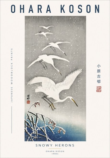 Ohara Koson Snowy Herons No4 - Poster