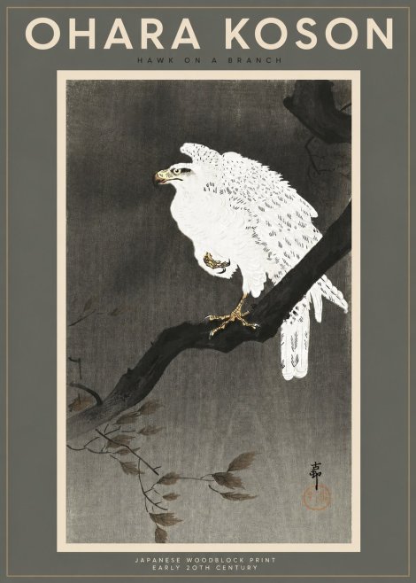 Ohara Koson Hawk on a Branch II No2 - Poster