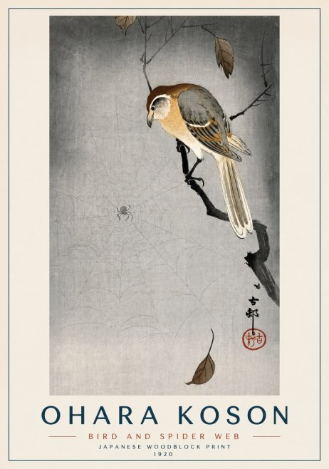 Ohara Koson Bird and Spider Web II No3 - Poster