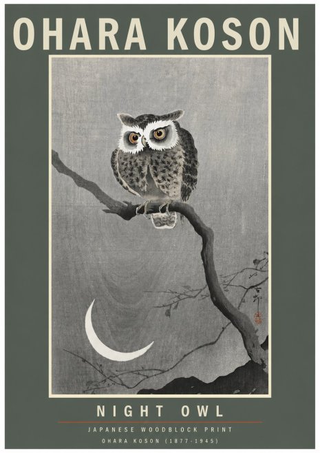 Ohara Koson Night Owl No3 - Poster
