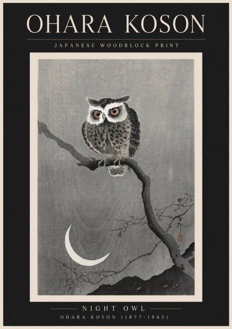 Ohara Koson Night Owl No6 - Poster