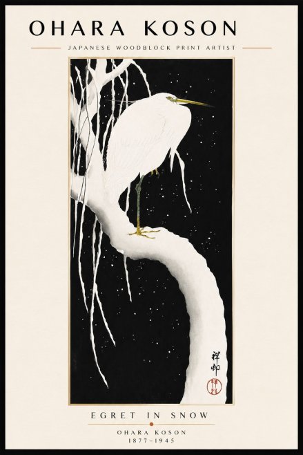 Ohara Koson Egret in Snow No3 - Poster