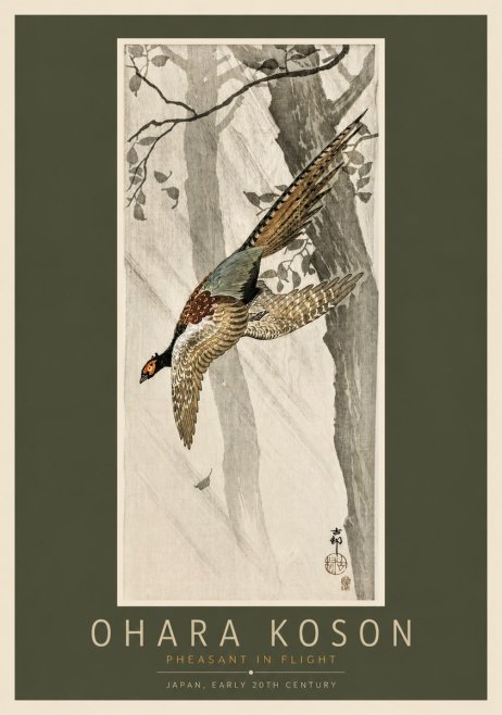 Ohara Koson Pheasant in Flight No2 - Poster