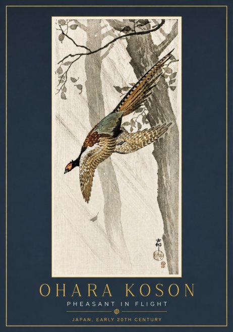 Ohara Koson Pheasant in Flight No5 - Poster