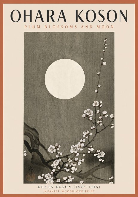 Ohara Koson Plum Blossoms and Moon No5 - Poster