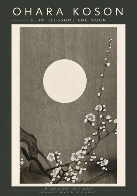 Ohara Koson Plum Blossoms and Moon No6 - Poster
