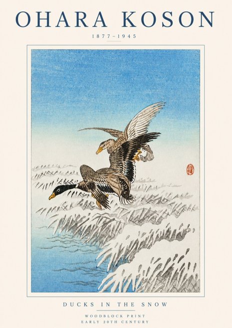 Ohara Koson Ducks in the Snow No3 - Poster