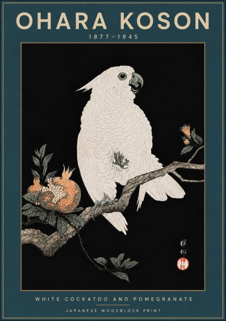Ohara Koson White Cockatoo and Pomegranate II No3 - Poster
