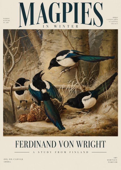 Ferdinand von Wright Magpies in Winter No6 - Poster