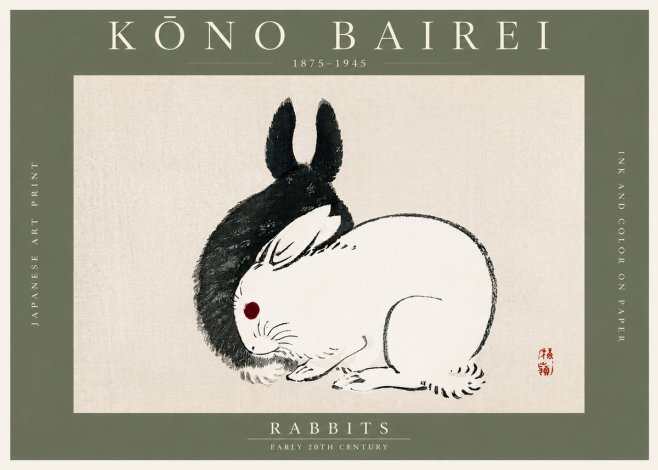 Kōno Bairei Rabbits No3 - Poster