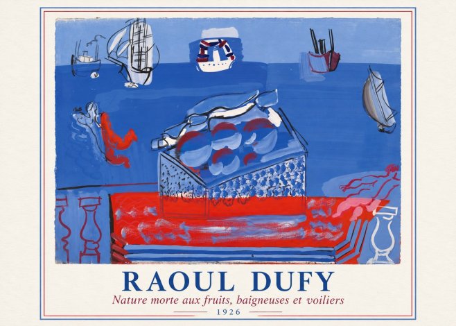 Raoul Dufy Nature Morte Aux Fruits, Baigneuses Et Voiliers No2 - Poster