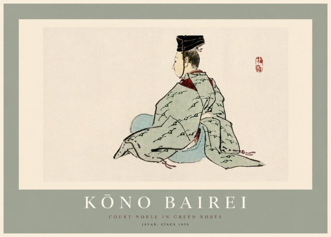 Kōno Bairei Court Noble in Green Robes No2 - Poster